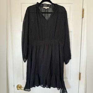 LOFT Black Sheer Polka Dot dress